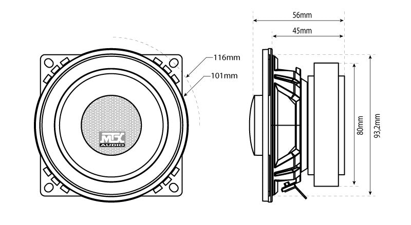 MTX Audio TX4 Series 4" Coaxial Speakers - TX440C